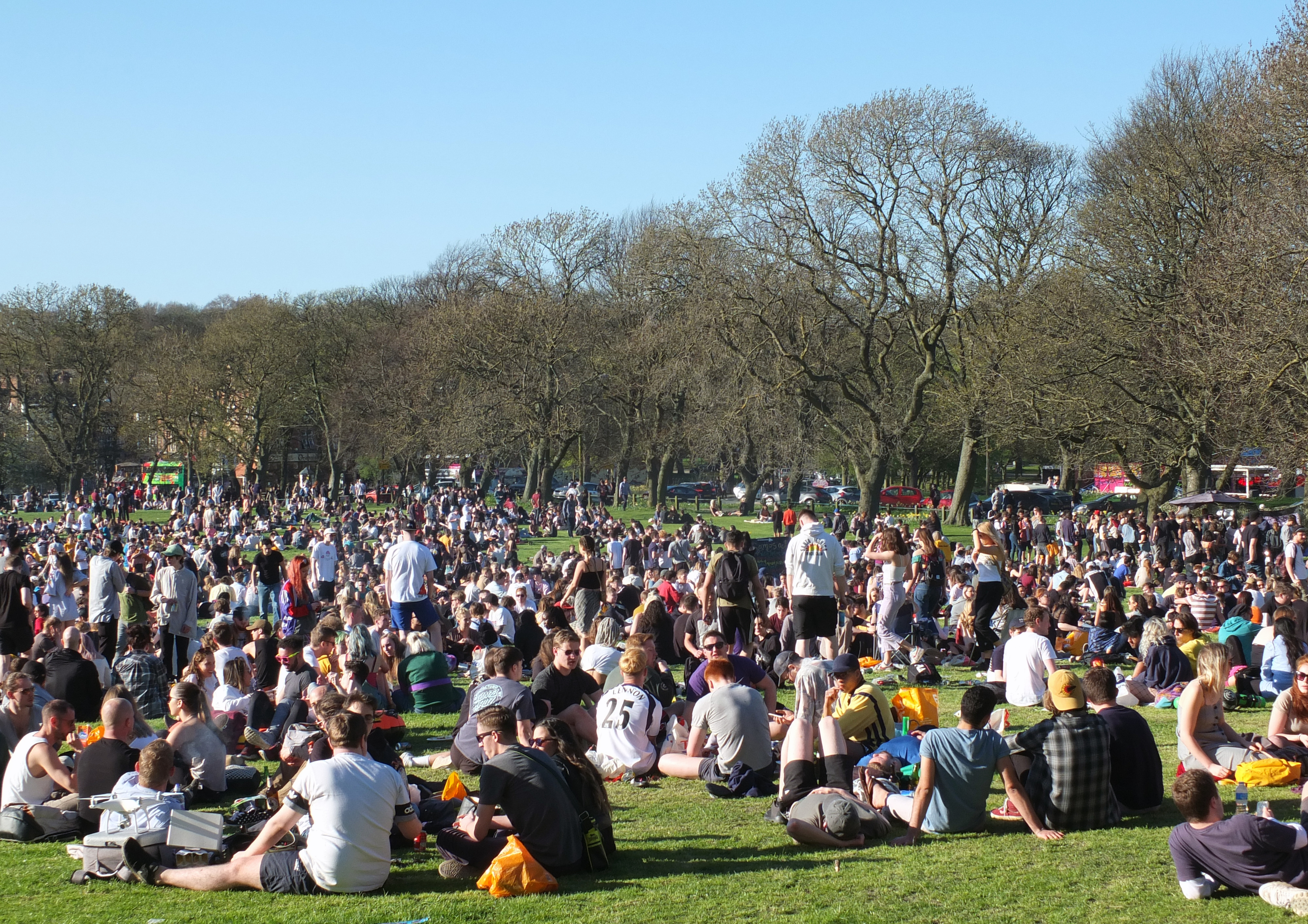 People in Hyde Park in Leeds